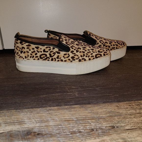 Halogen Leopard Print Calf Hair Platform Slip on Sneakers - Picture 11 of 14